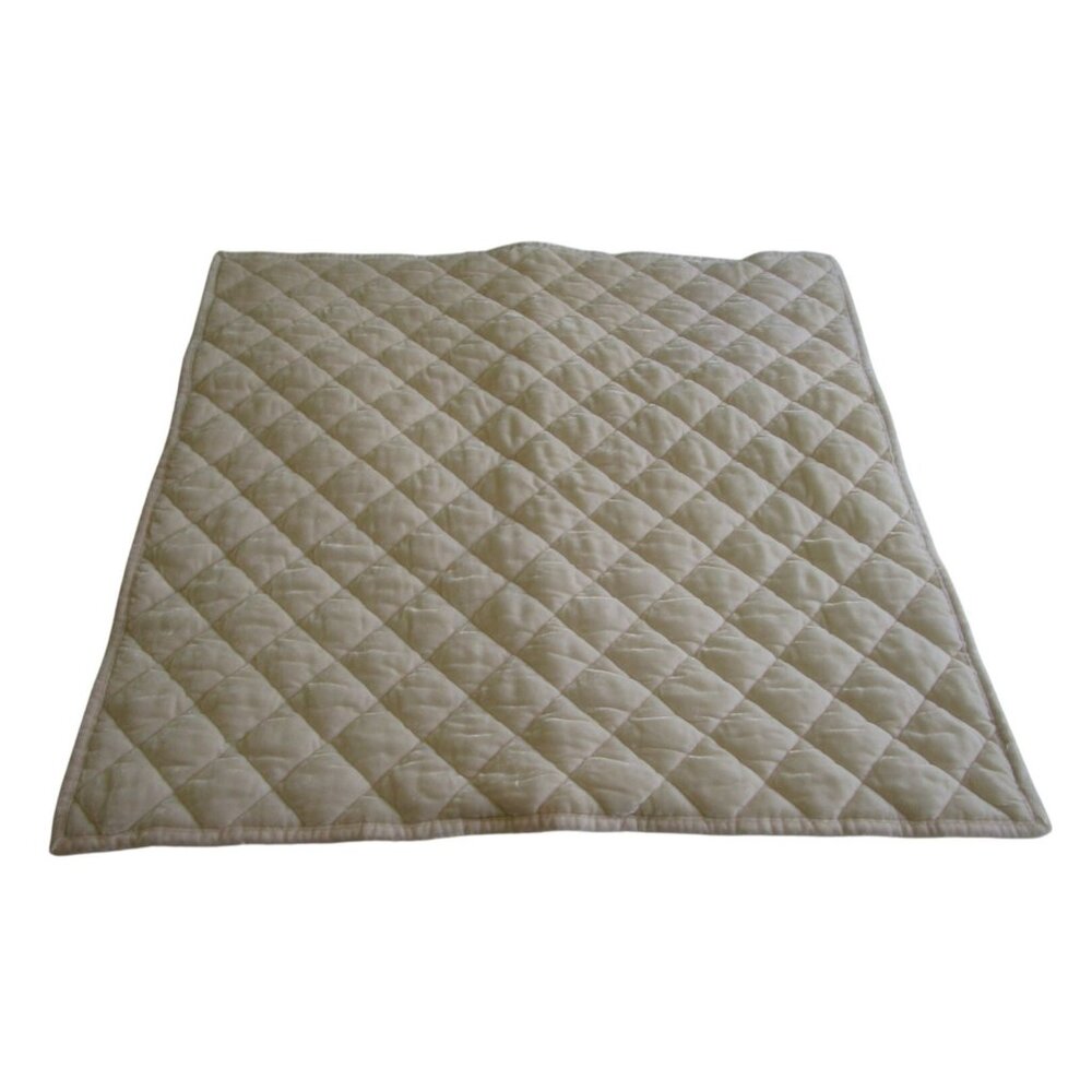 Pottery Barn Quilted Velvet Euro Square Pillow Sham 26x26 Ivory Cotton Blend GUC